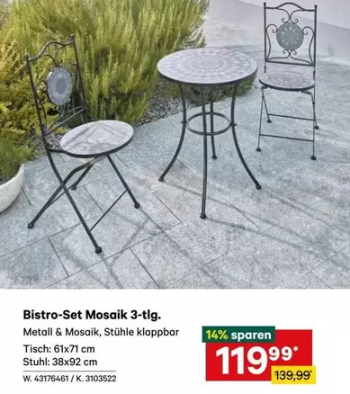 Bistro-Set Mosaik 3-tlg.