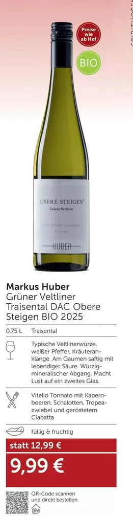 Bio - Grüner Veltliner Traisental DAC Obere Steigen BIO 2025