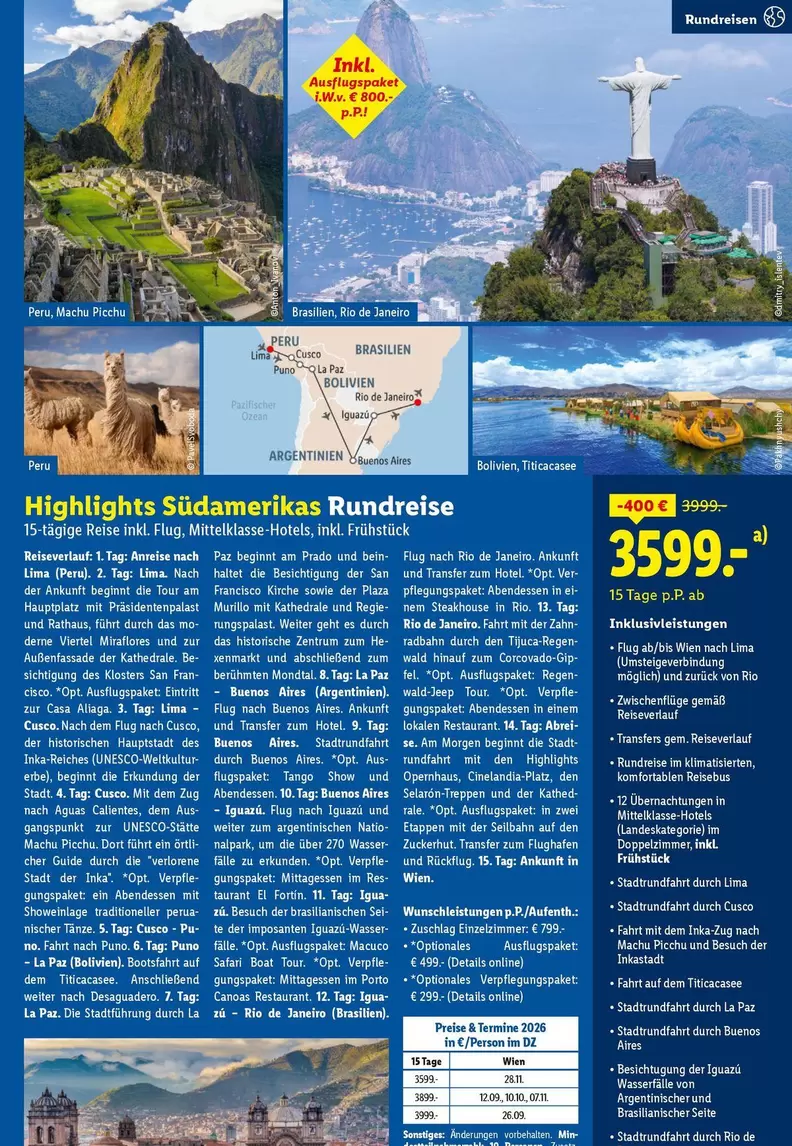 Highlights Südamerikas Rundreise