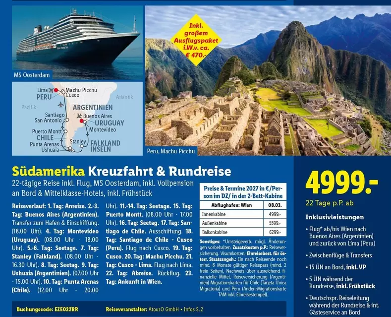 SÜDAMERIKA KREUZFAHRT & RUNDREISE