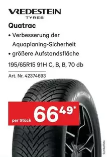 Quatrac 195/65R15 91H C, B, B, 70 db