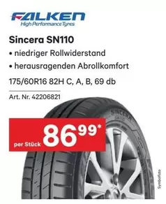 Sincera SN110 175/60R16 82H C, A, B, 69 db