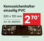 Kennzeichenhalter einzeilig PVC