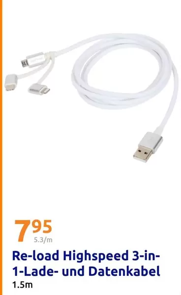 Re-load Highspeed 3-in-1-Lade- und Datenkabel