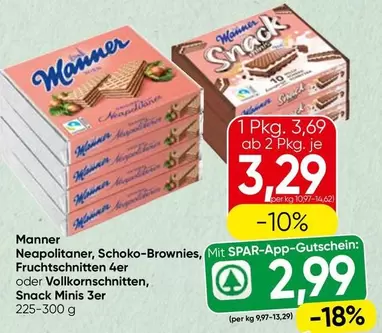 Manner - Neapolitaner, Schoko-Brownies, Fruchtschnitten oder Vollkornschnittchen, Snack Minis 3er
