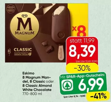 Magnum - 8  Mandel, 8 Classic oder 8 Classic Almond White Chocolate