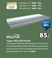 Gold - WELLPUR GULEN Topper Matratze