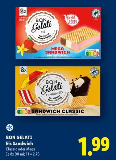 Eis Sandwich Classic oder Mega