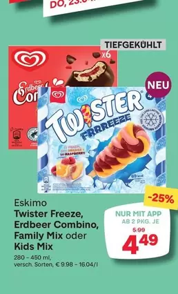 Orange - Twister Freeze, Erdbeer Combino, Family Mix oder Kids Mix