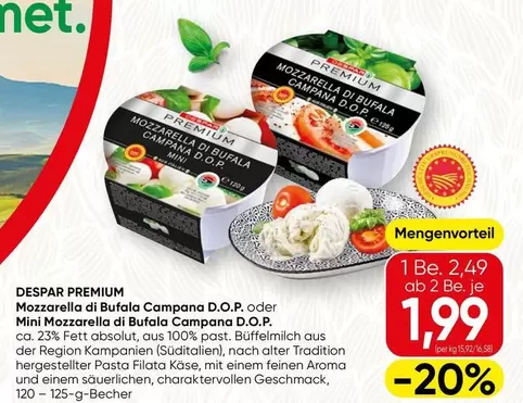 Mozzarella di Bufala Campana D.O.P. or Mini Mozzarella di Bufala Campana D.O.P.