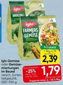 Iglo Gemüse oder Gemüse-mischungen im Beutel