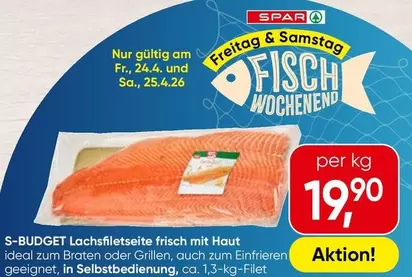 Lachsfiletseite frisch mit Haut