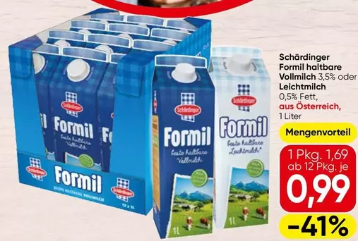 Formil haltbare Vollmilch 3,5% oder Leichtmilch 0,5% Fett