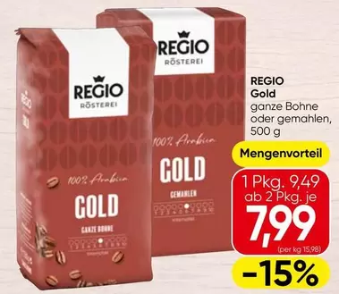 Gold - Regio  ganze Bohne oder gemahlen