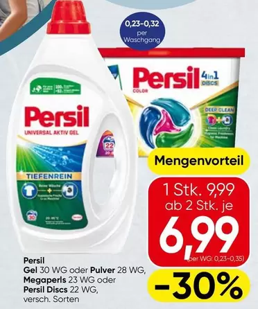 Universal Aktiv Gel, Gel 30 WG oder Pulver 28 WG, Megaperls 23 WG oder Persil Discs 22 WG