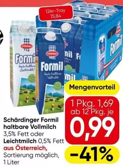 Schärdinger Formil haltbare Vollmilch 3,5% Fett oder Leichtmilch 0,5% Fett