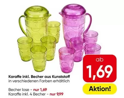 Karaffe inkl. Becher aus Kunststoff
