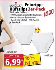 Schwarz - Feinripp Hüftslips 2er-Pack