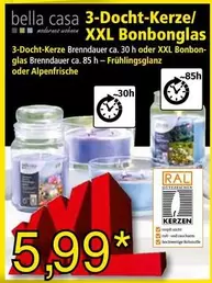 3-Docht-Kerze XXL Bonbonglas
