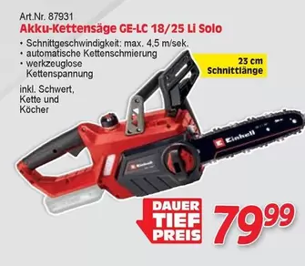 Einhell - Akku-Kettensäge GE-LC 18/25 Li Solo