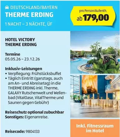 Victory - THERME ERDING 1 NACHT - 3 NÄCHTE, ÜF