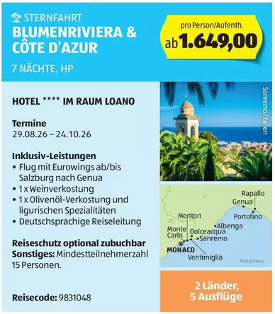 Hp - STERNFAHRT BLUMENRIVIERA & CÔTE D'AZUR 7 NÄCHTE, HP
