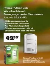 Philips - Python LED Wandleuchte mit Bewegungsmelder Warmweiss Art.-Nr. 5223052