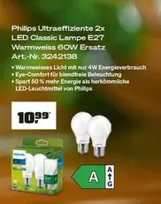 Philips - Ultraeffiziente 2x LED Classic Lampe E27 Warmweiss 60W Ersatz Art.-Nr. 3242138