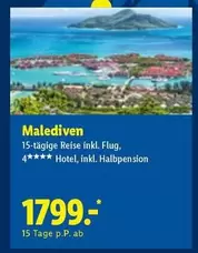 Malediven 15-tägige Reise inkl. Flug, 4***** Hotel, inkl. Halbpension