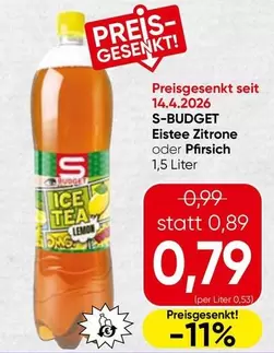 Eistee Zitrone oder Pfirsich