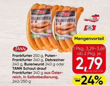 Ama - Frankfurter 250 g, Puten-Frankfurter 240 g, Debreziner-Frankfurter 240 g oder Burenwurst 240 g