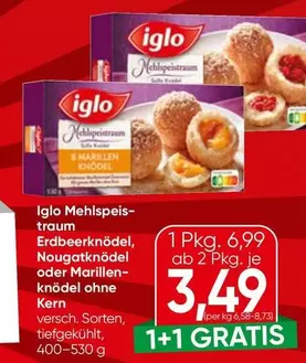 Iglo Mehlispeistraum Erdbeernknödel, Nougatknödel oder Marillenknödel ohne Kern