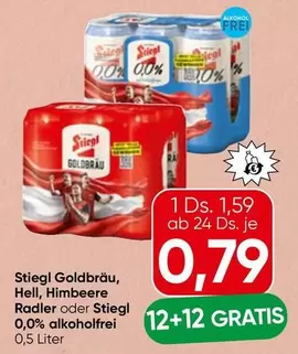 Stiegl - Goldbräu, Hell, Himbeere Radler oder 0,0% alkoholfrei
