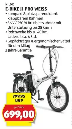 Weiss - E-BIKE J1 PRO WEISS
