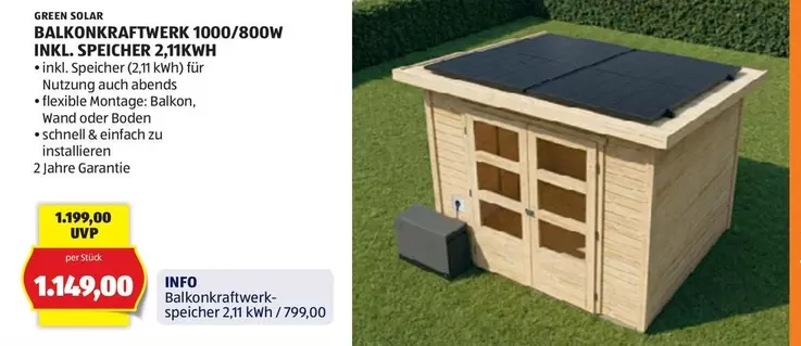 Boden - BALKONKRAFTWERK 1000/800W INKL. SPEICHER 2,11KWH