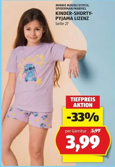 Minnie Mouse - KINDER-SHORTY-PYJAMA LIZENZ
