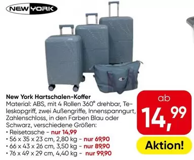 Schwarz - New York Hartschaalen-Koffer