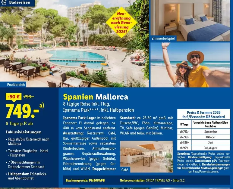 Park - Spanien Mallorca 8 tägige Reise inkl. Flug Ipanema **** inkl. Halbpension
