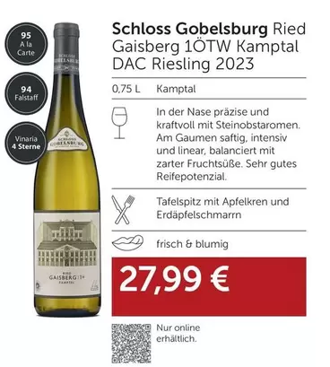 Schloss Gobelsburg Ried Gaisberg 1ÖTW Kamptal DAC Riesling 2023