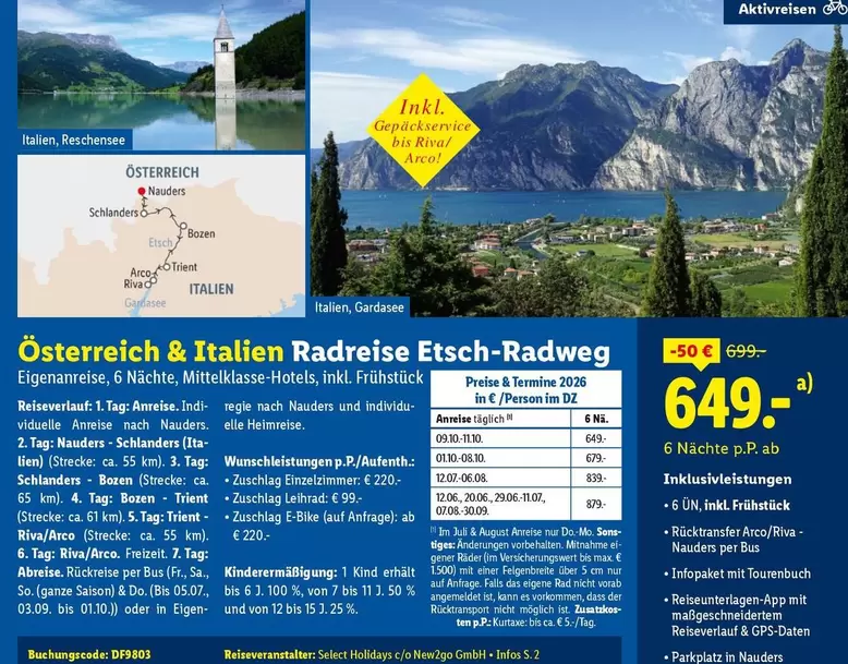 Österreich & Italien Radreise Etsch-Radweg
