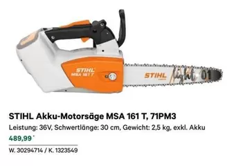 Stihl - Akku-Motorsäge MSA 161 T, 71PM3