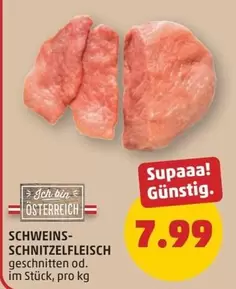 SCHWEINS SCHNITZELFLEISCH geschnitten od. im Stück, pro kg