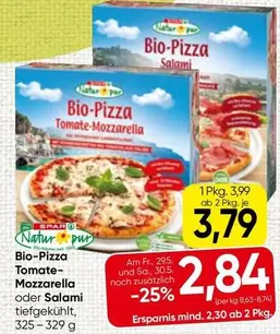 Bio-Pizza Tomate-Mozzarella oder Salami