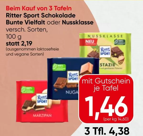 Ritter Sport Schokolade Bunte Vielfalt oder Nussklasse
