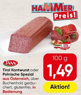 Tirol Kantwurst oder Polnische Spezial aus Österreich