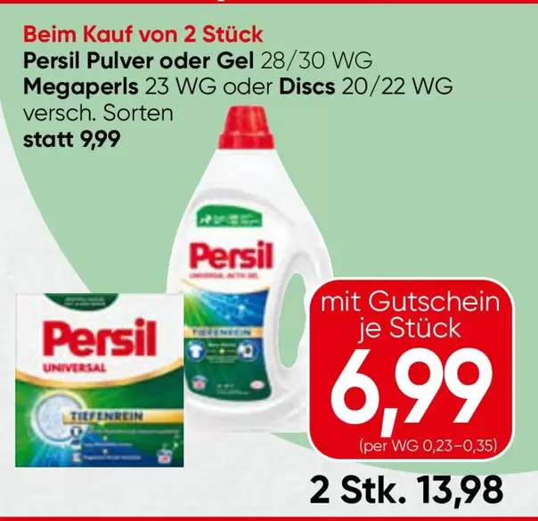 Persil Pulver oder Gel 28/30 WG, Megaperls 23 WG oder Discs 20/22 WG