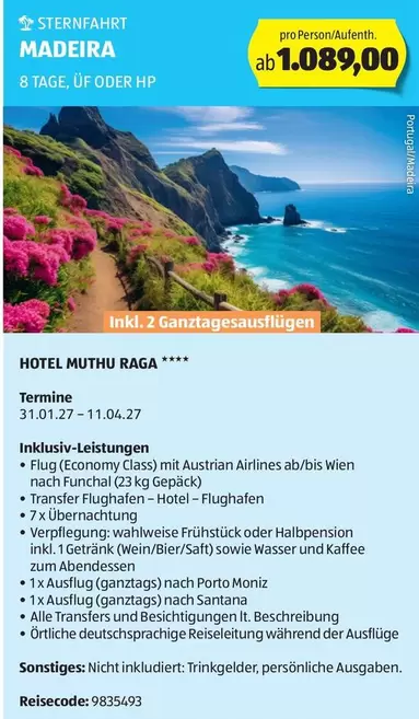 Hp - STERNFAHRT MADEIRA 8 TAGE, HP ODER ÜF