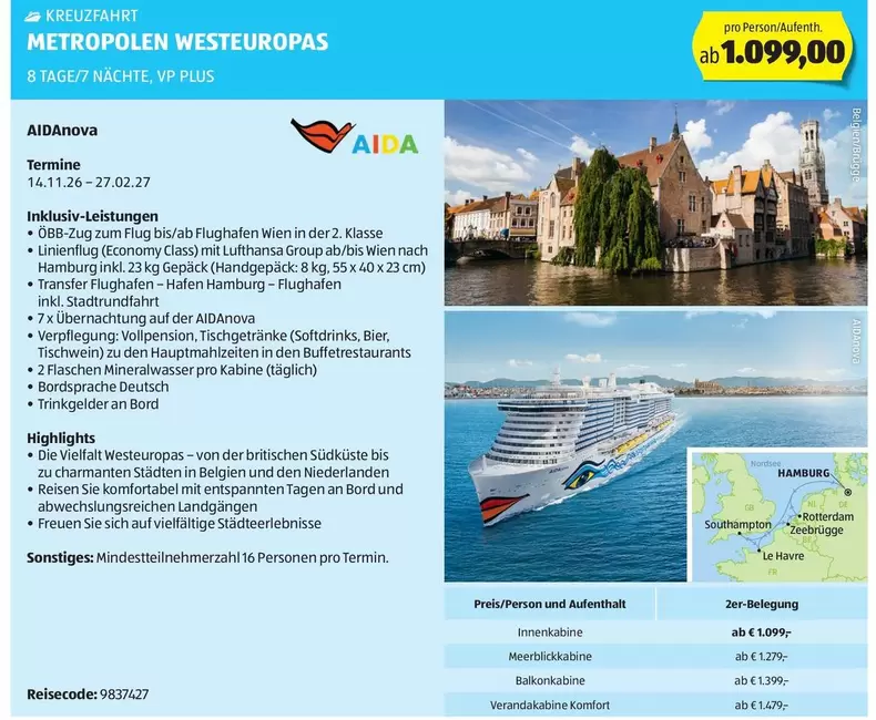 Aida - KREUZFAHRT METROPOLEN WESTEUROPAS