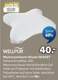 Gold - Memoryschaum-Kissen SKAGET