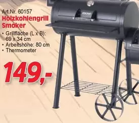 Holzkohlengrill Smoker Art. Nr. 60157